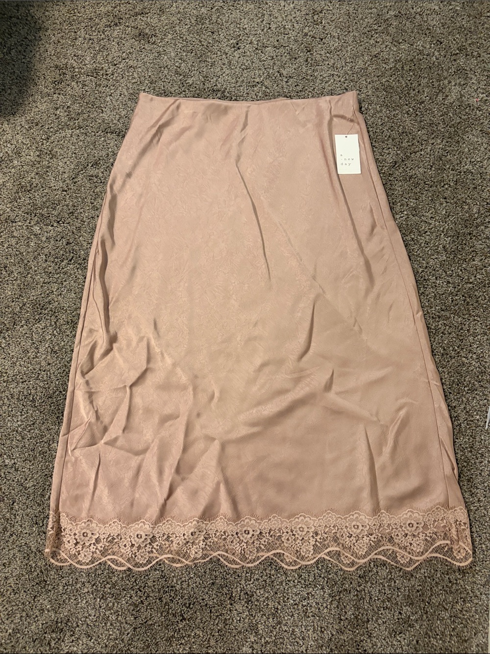 a new day Dusty Rose Lace-Hem Midi Slip Skirt